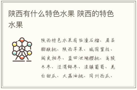 <strong>陜西有什么特色水果 陜西的特色水果介紹</strong>