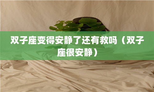 2雙子座變得安靜了還有救嗎（雙子座很安靜）